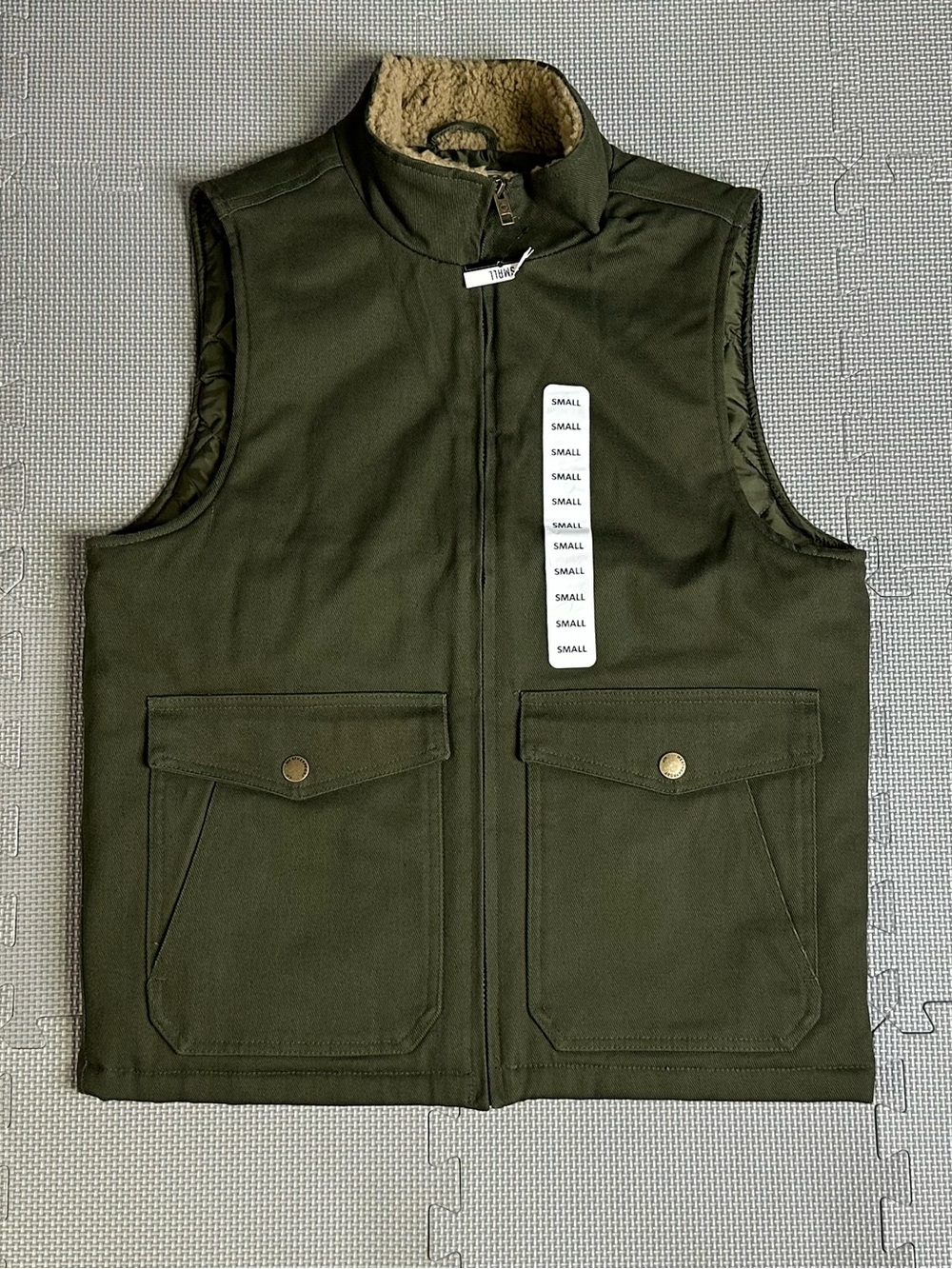 WP WEATHERPROOF Men's Sherpa Collar Full Zip Workwear Vest Men’s S